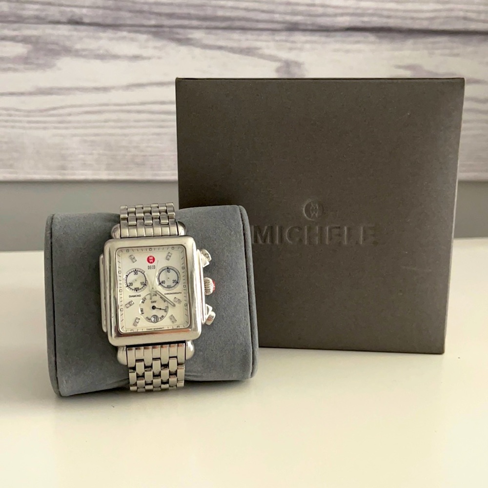 Michele Deco Watch Pearl Face with Diamonds